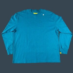 Yellow Label Mens XL Teal Blue Heavyweight Long Sleeve T-Shirt Made In USA